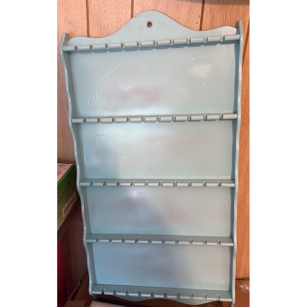 Vintage Style Spoon Rack 50 Spoons Turquoise Blue Distressed Farmhouse Decor